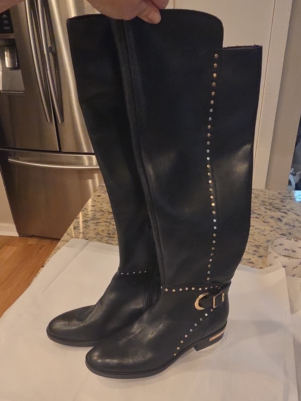 Vinvent Camuto Black Studded Knee-High Women's Boots 5.5M